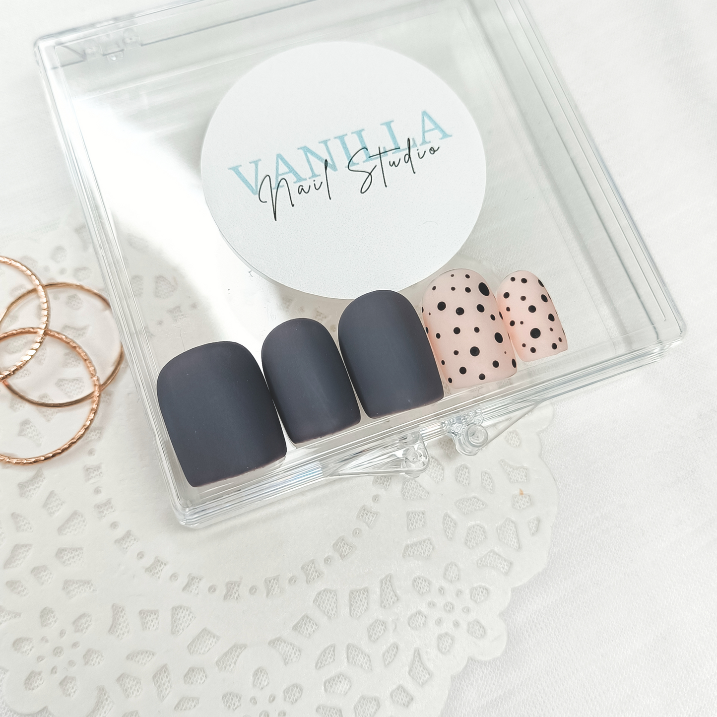 Set unghie finte press on colore grigio opaco