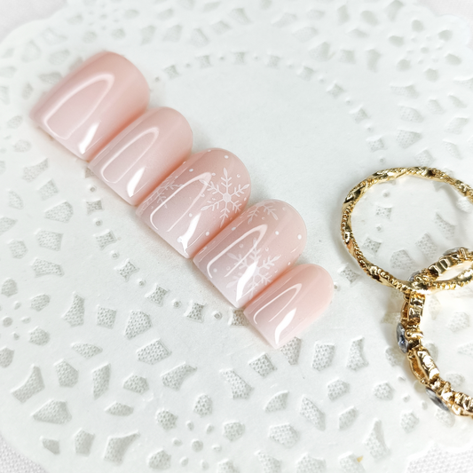 Baby boomer con fiocchi di neve unghie finte press on Natale