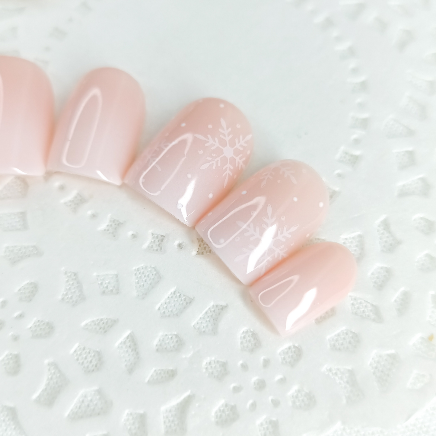 Baby boomer con fiocchi di neve unghie finte press on Natale