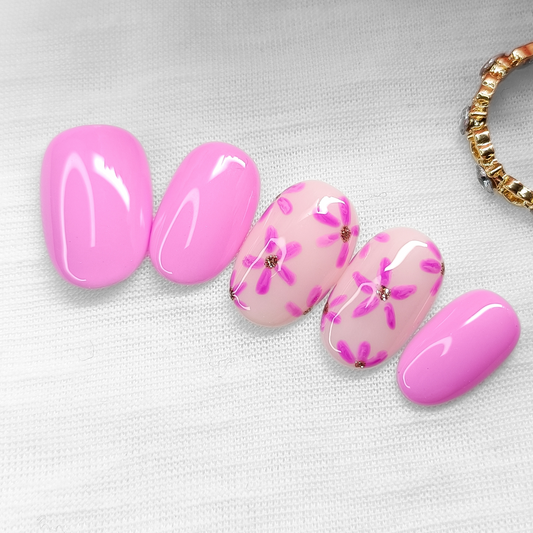 DAISY POP - unghie finte press on rosa con fiori