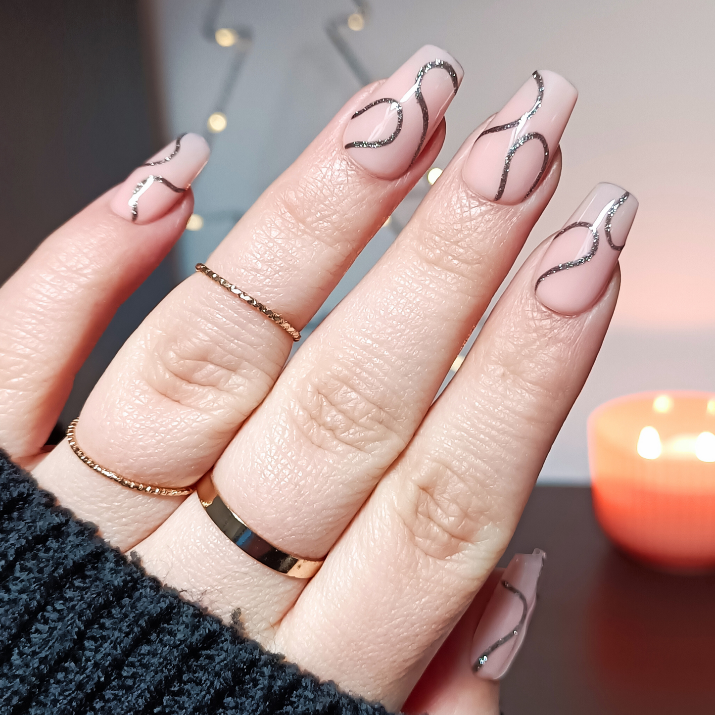 GLITTER SWIRL unghie finte press on