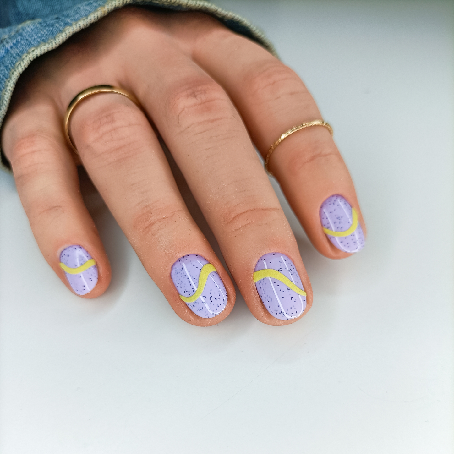 EIR unghie finte press on viola e giallo