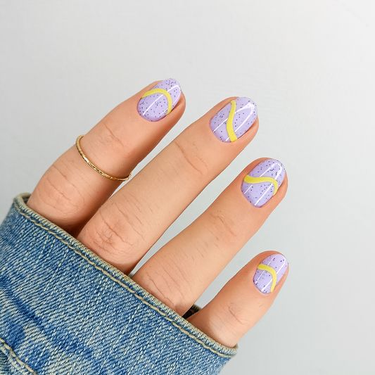 EIR unghie finte press on viola e giallo