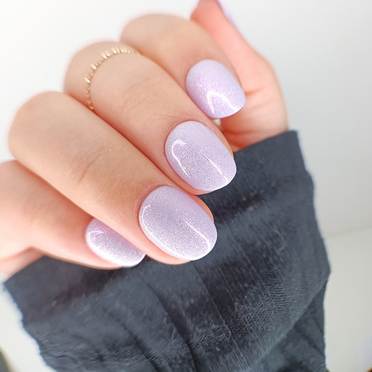 JOY set unghie finte press on viola lilla con glitter