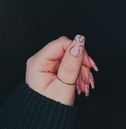 GLITTER SWIRL unghie finte press on