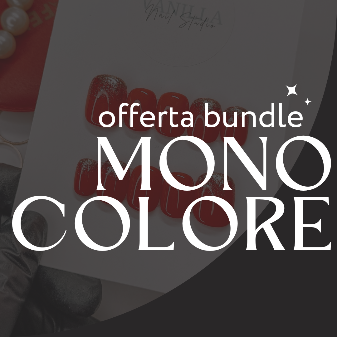 BUNDLE MONOCOLORE 3 set di unghie finte press on personalizzate