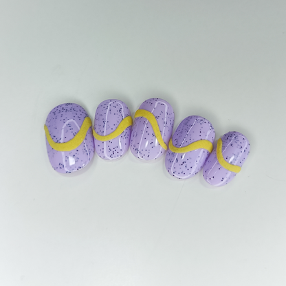 EIR unghie finte press on viola e giallo