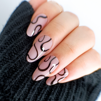 BLACK SWIRL unghie finte press on